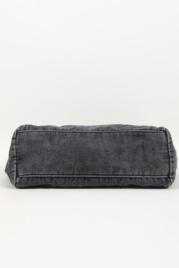 Washed Black Chain Shoulder Bag mry002255