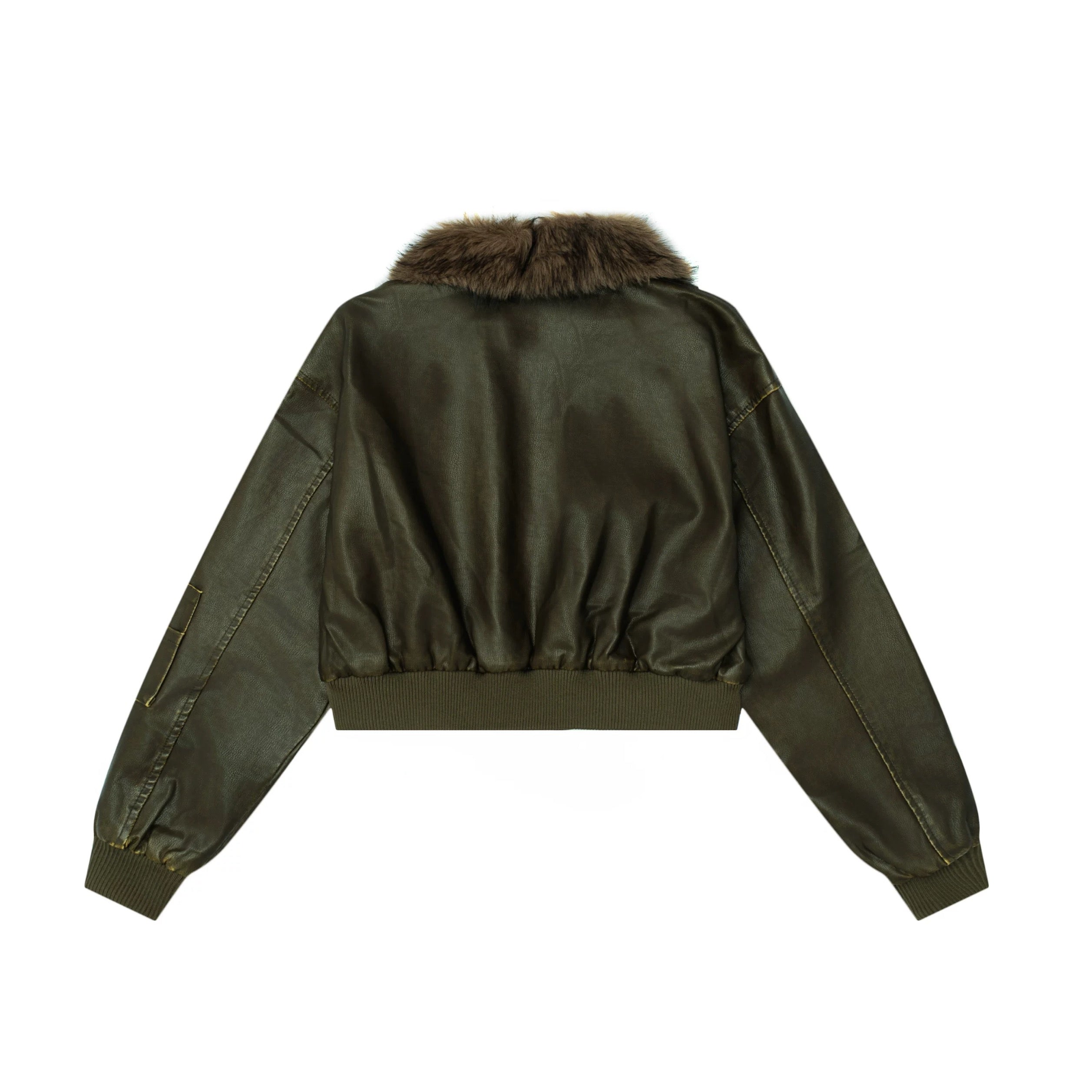 Cropped Leather Jacket mry002013