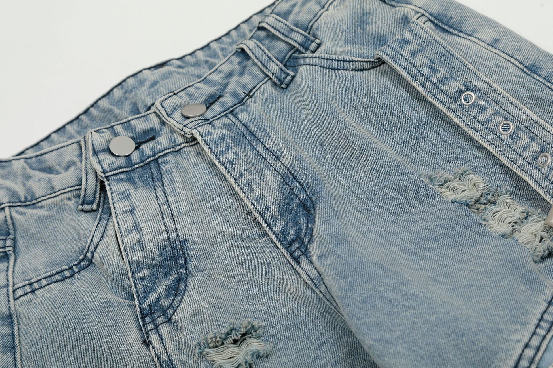 【2color】Shadow Buckle Wide Cargo Denim Pants mry001700