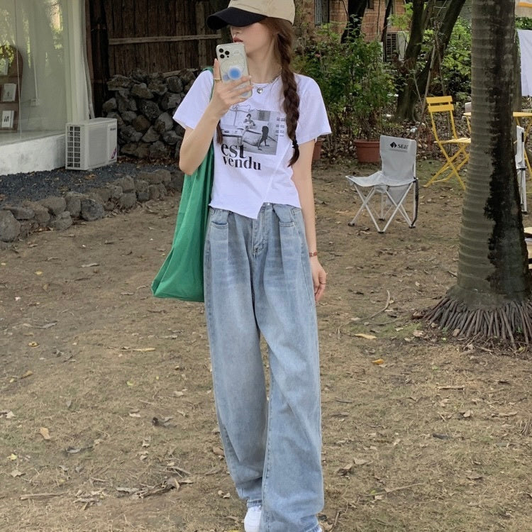 変形トップス　半袖　Tシャツ　mry000015