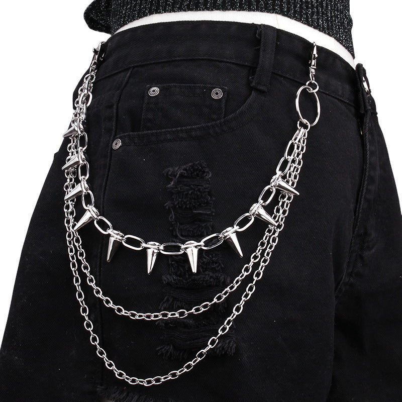 Spike Triple Layer Silver Wallet Chain mry001929