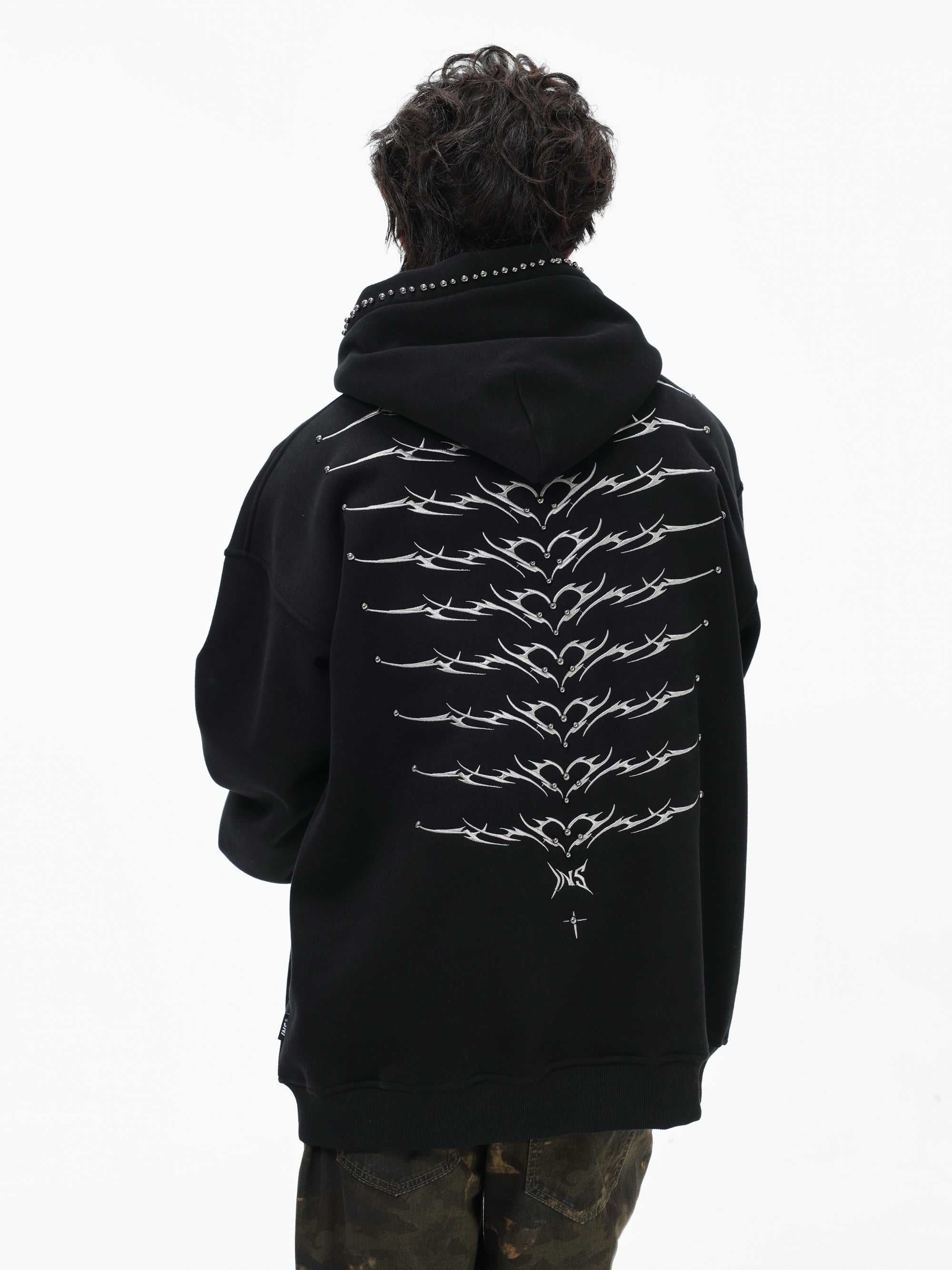 【評価★4.8以上／高品質】Tribal Studded Oversized Hoodie mry001900
