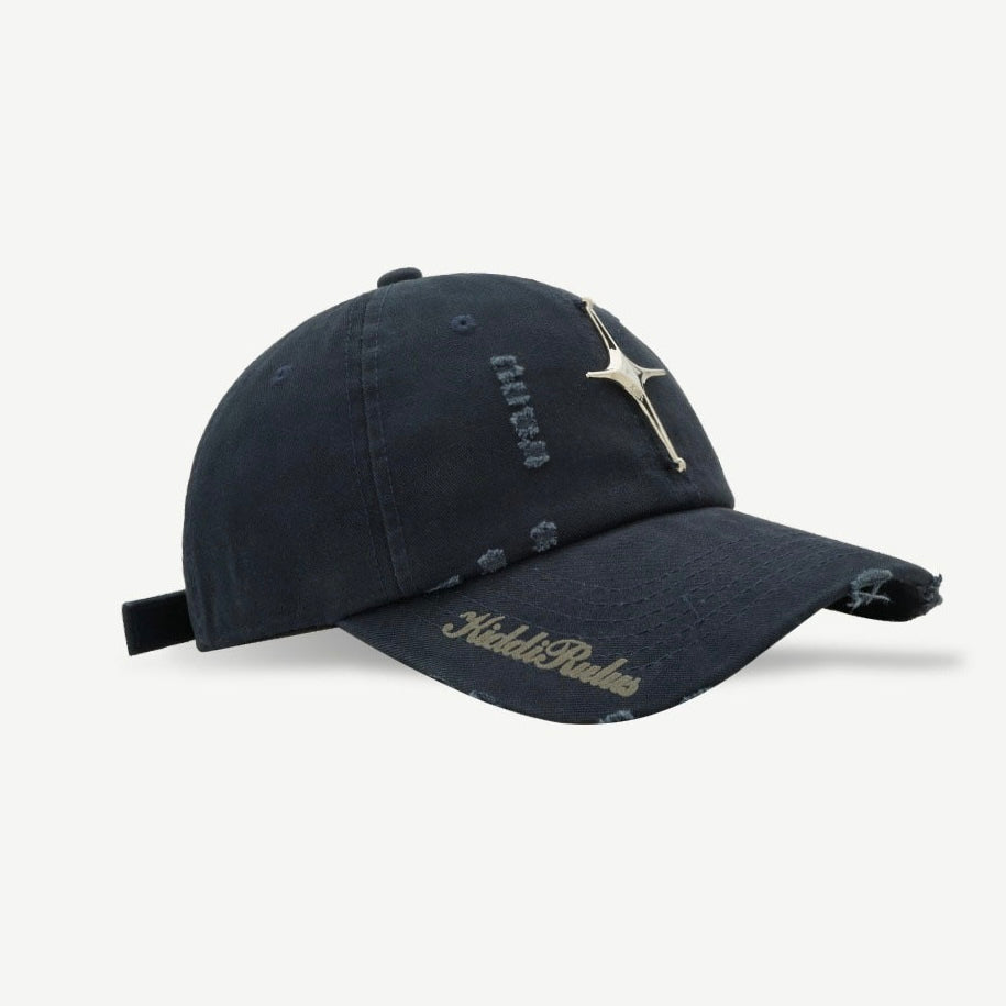 【4color】Distressed Metal-Accent  Cap mry001613