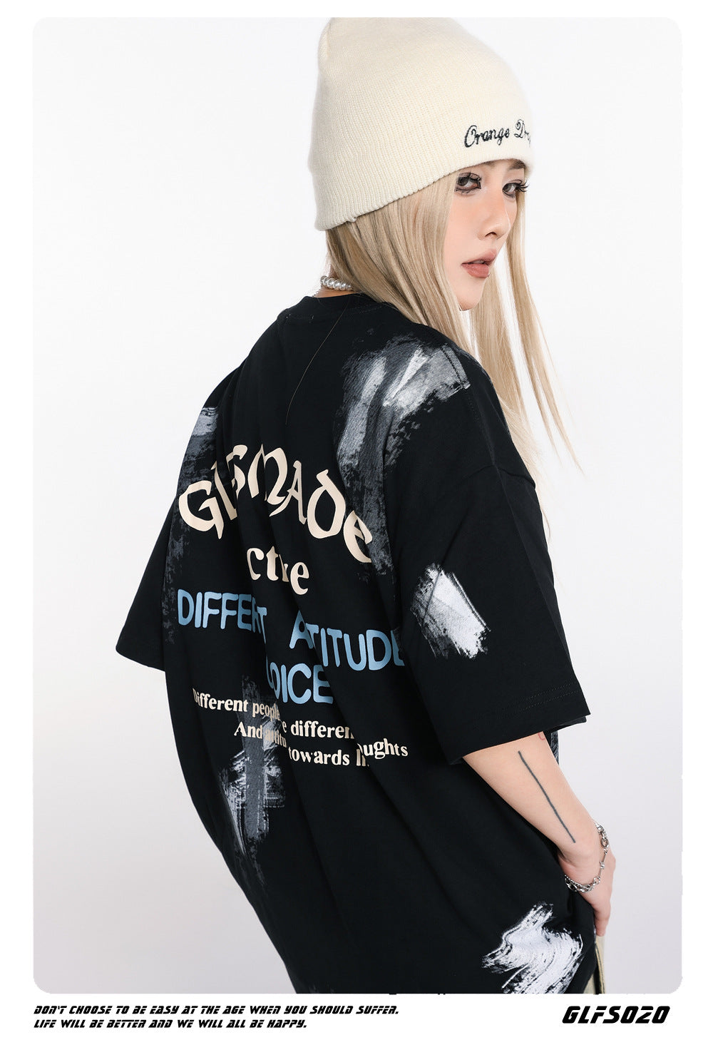 【2color】Attitude Graffiti T-Shirt mry001686
