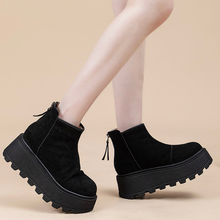 Chunky Platform Suede Ankle Boots mry001971
