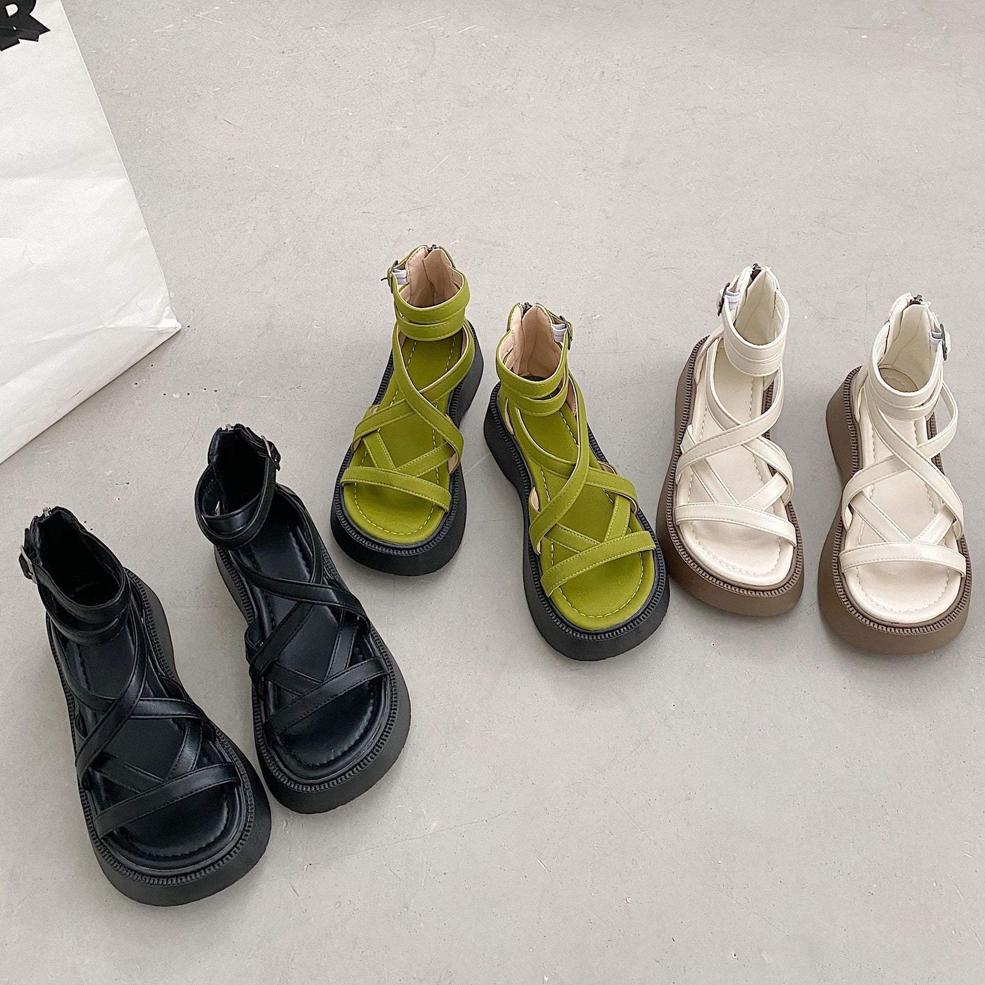 厚底　丸トゥ　網おろし　サンダル　mry000194