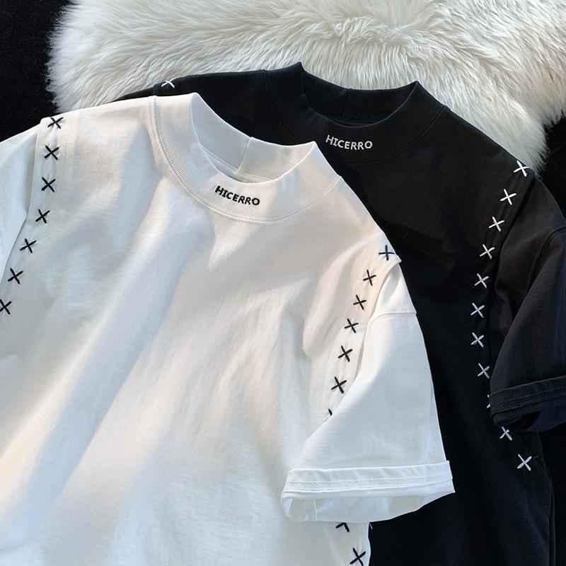 【送料無料】２カラー展開 2023SS バイカラー エンポリオ スケッチ デザイン 半袖 Tシャツ 韓国ストリート 韓国カジュアル　mry000925