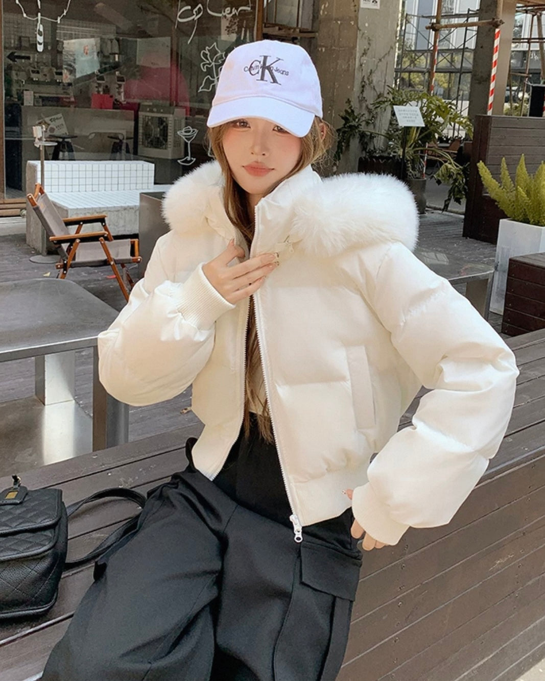 【爆安】Short Puffer Food Fur Jacket mry001966