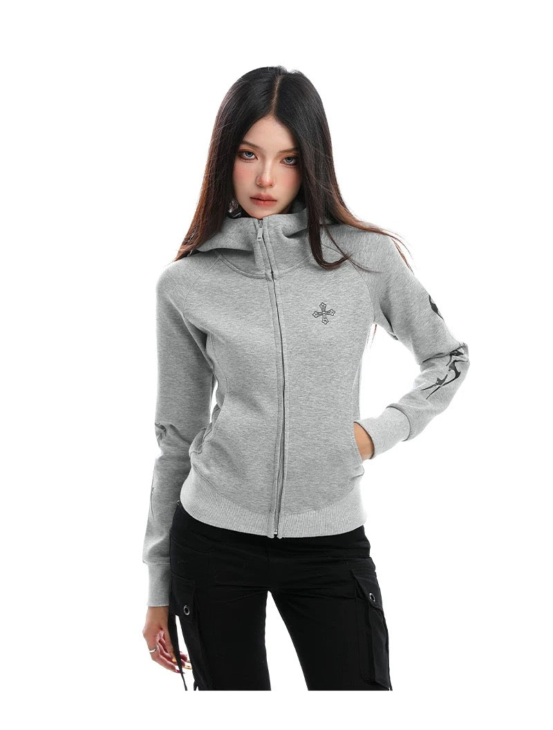【評価★4.8以上／Top】Cross Embroidered Zip Sweat Jacket mry001933