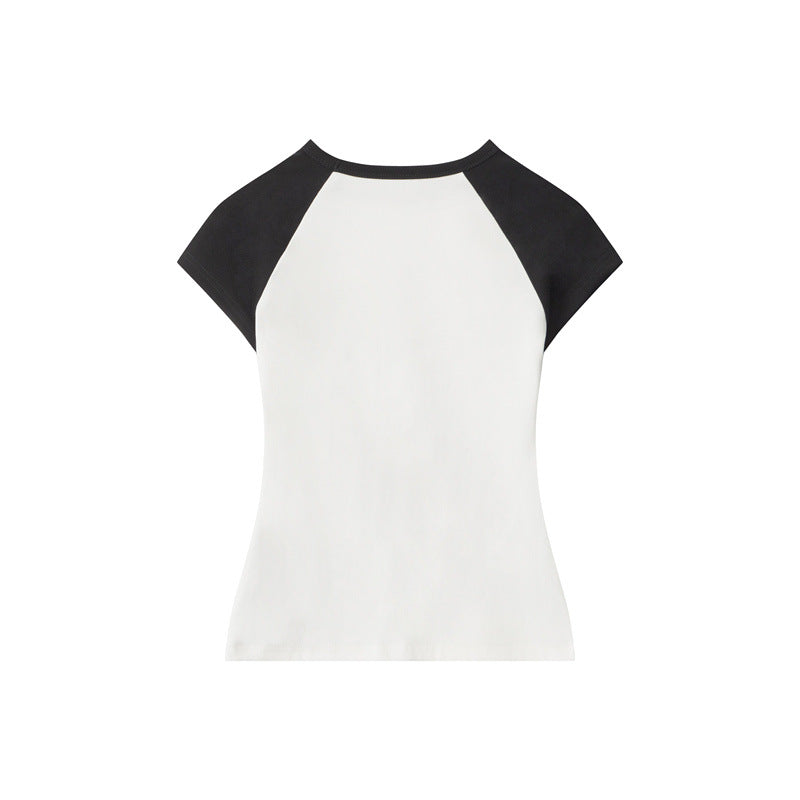 【2color】Distressed Cross Graphic Fitted T-Shirt mry001714