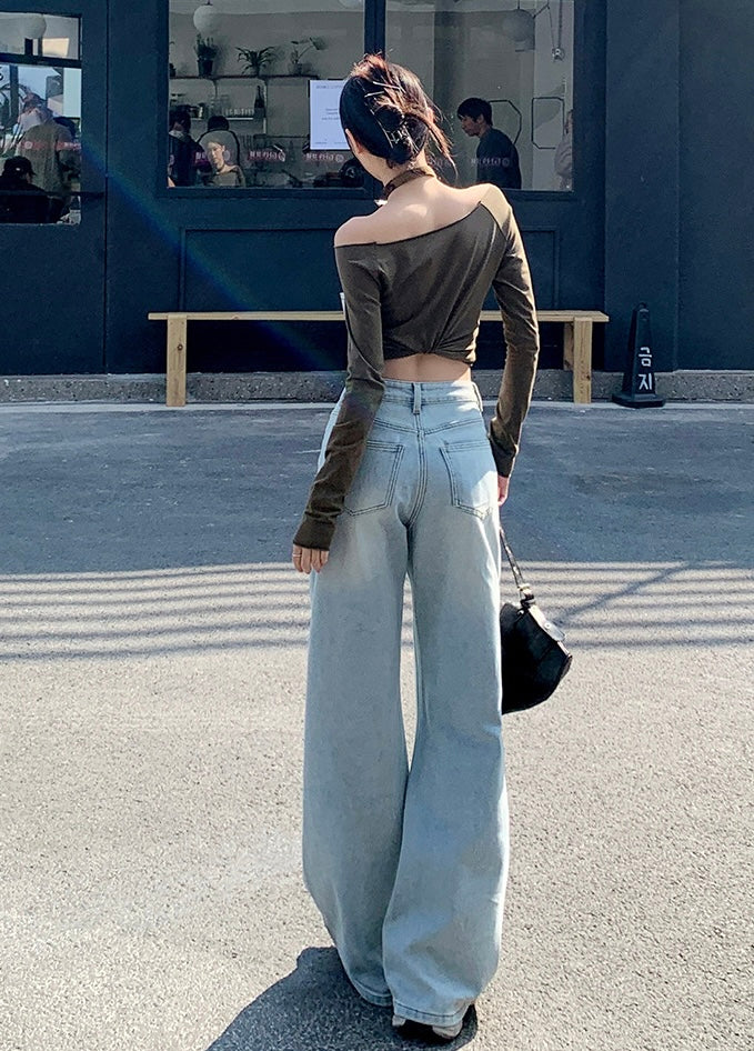 Sunset Ombre Wide-Leg Denim Pants mry001751