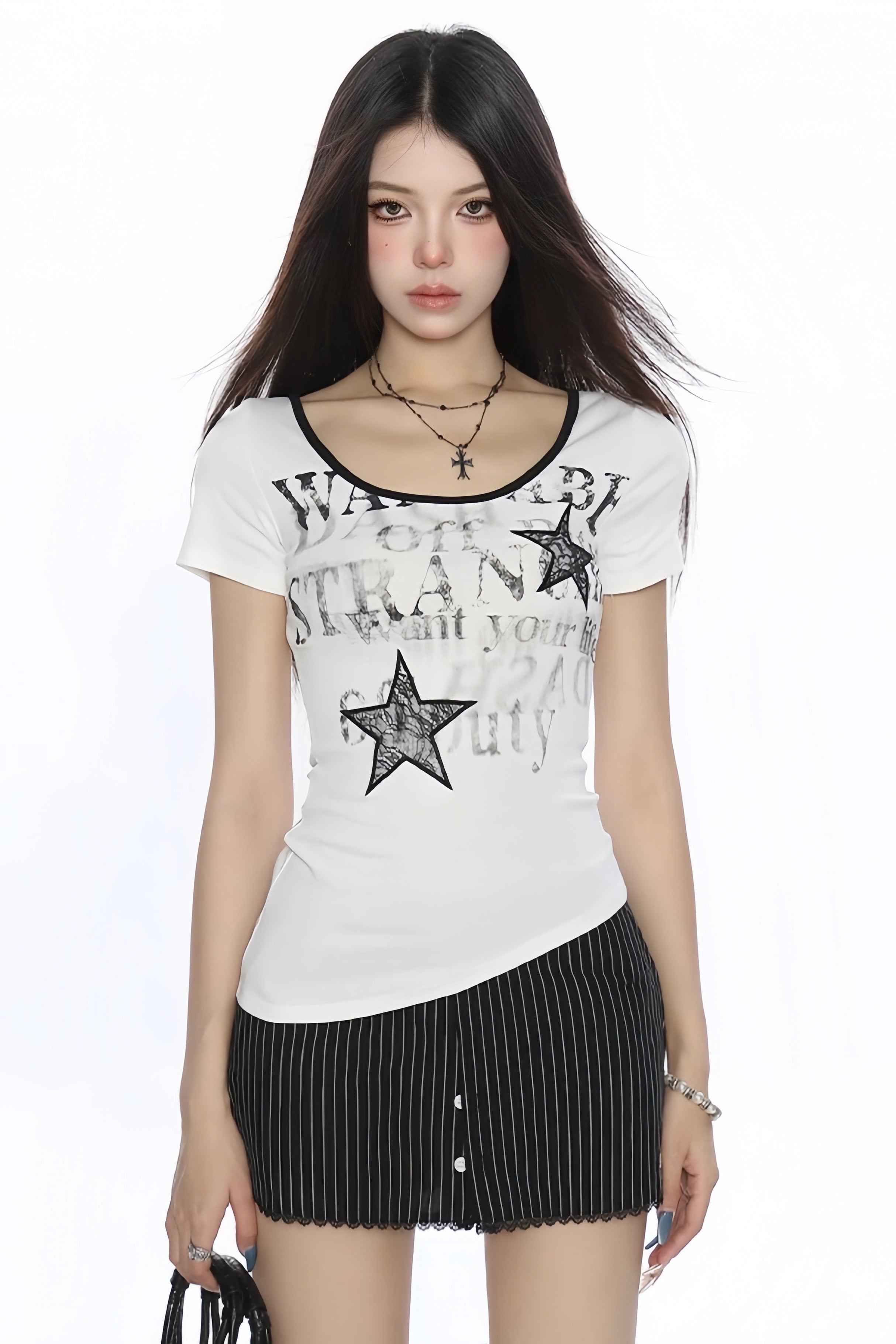 【トップス】スタープリントコンパクトTシャツ mry002358