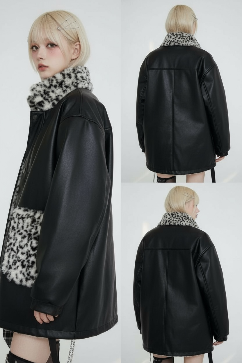 【ベストセラー / ２way】 レオパード柄リバーシブルアウター mry001420