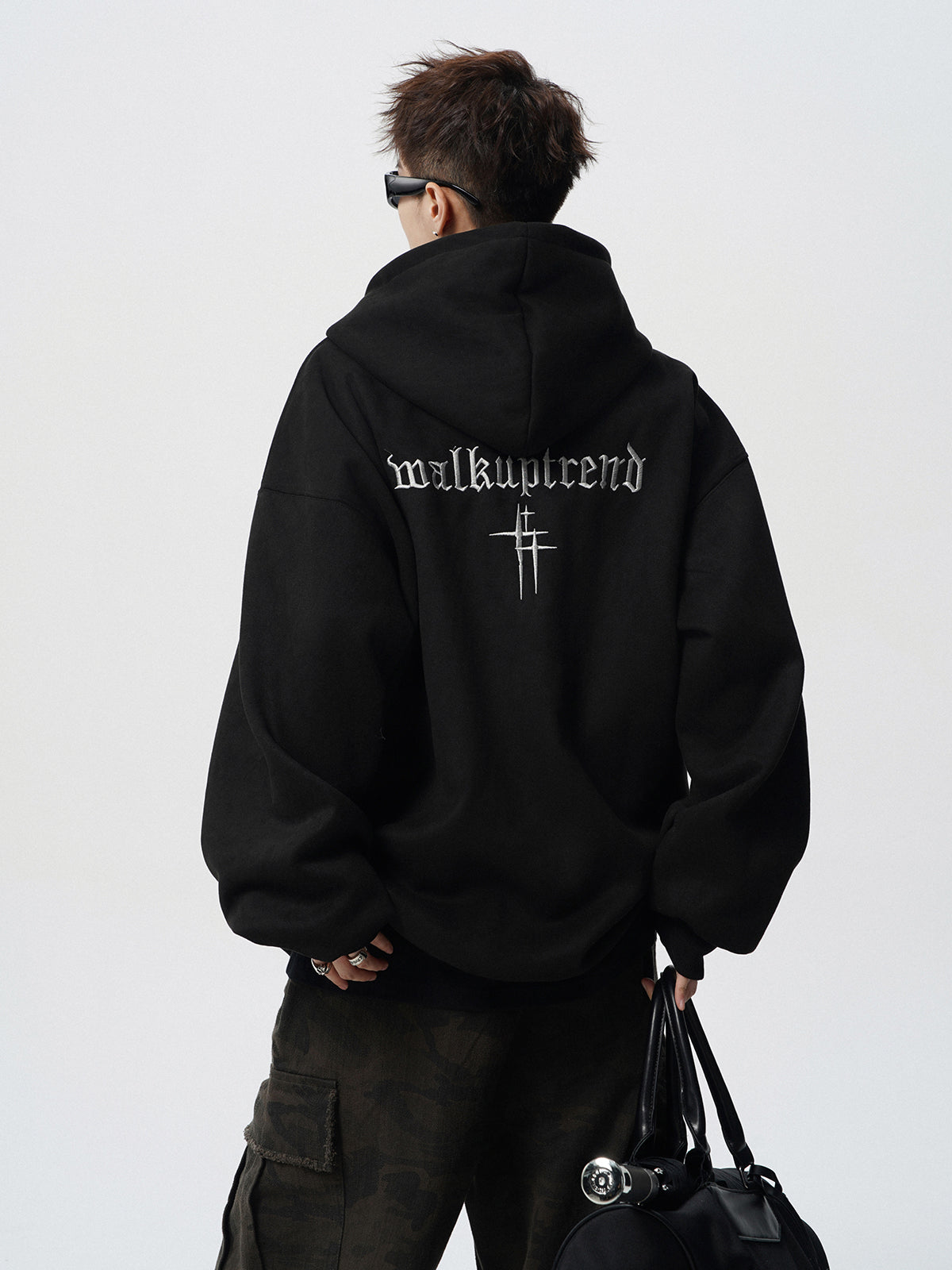 【評価★4.8以上／Tops】Minimal Cross Logo Oversized Hoodie mry001916