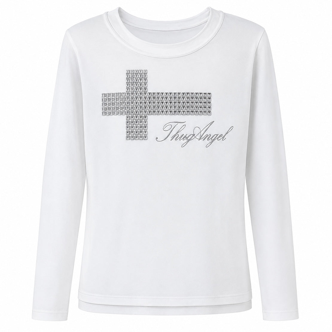 【新作】ラインストーンクロス フィットTシャツ mry002676