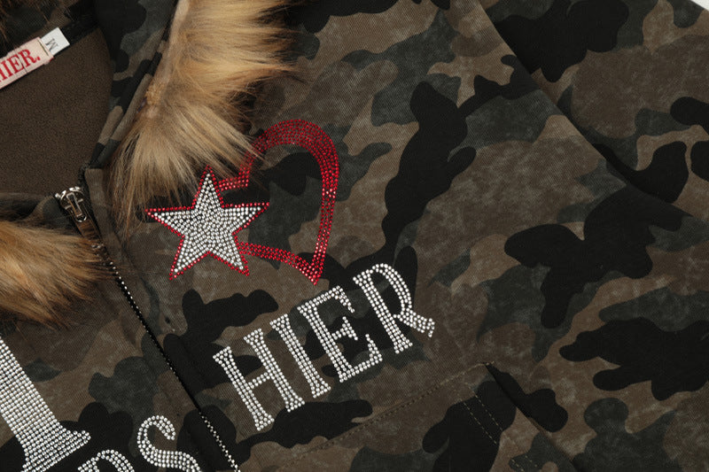 Camo Cozy Fur Jacket mry001638