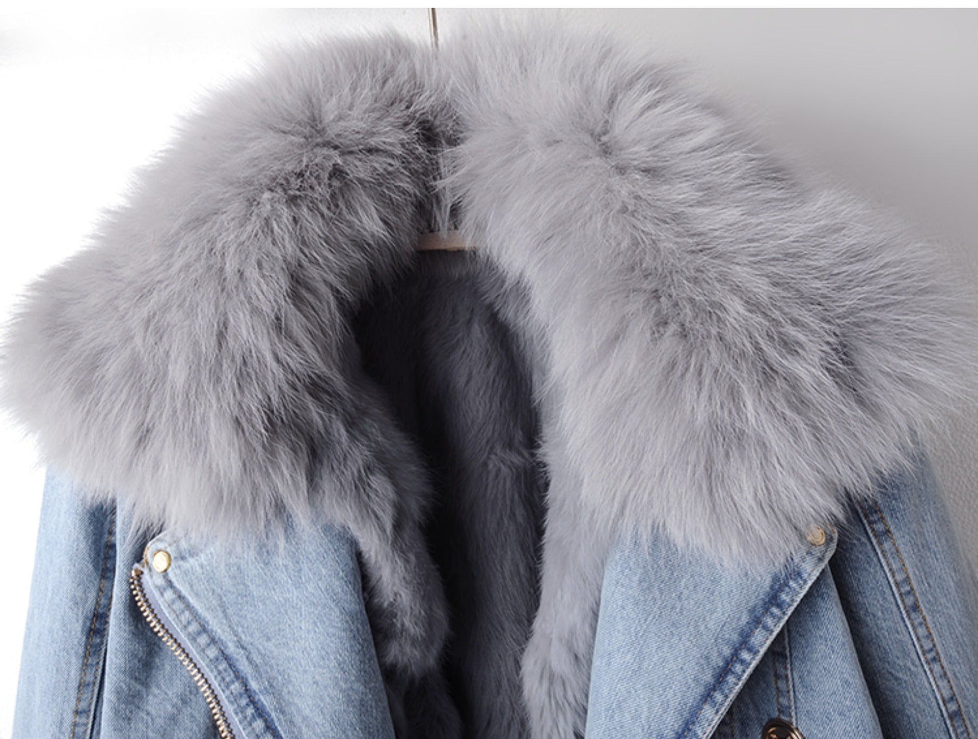 【評価★4.8以上／2color】Luxury Faux Fur Denim Jacket mry001938