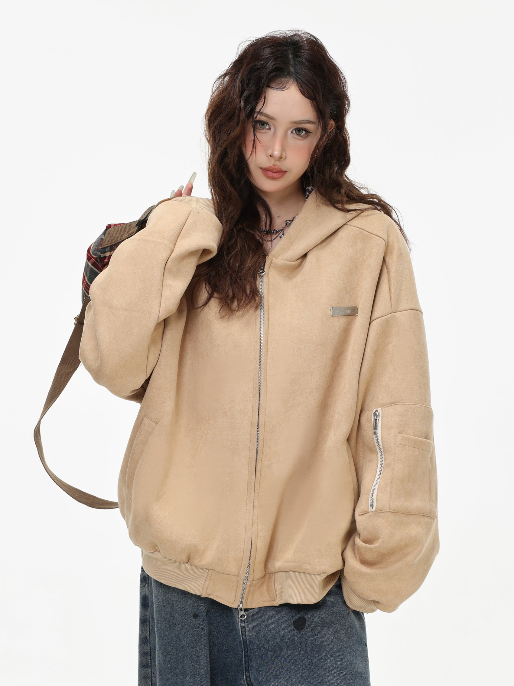 【評価★4.8以上／高品質】Leopard Lined Oversized Zip Hoodie Jacket mry001903
