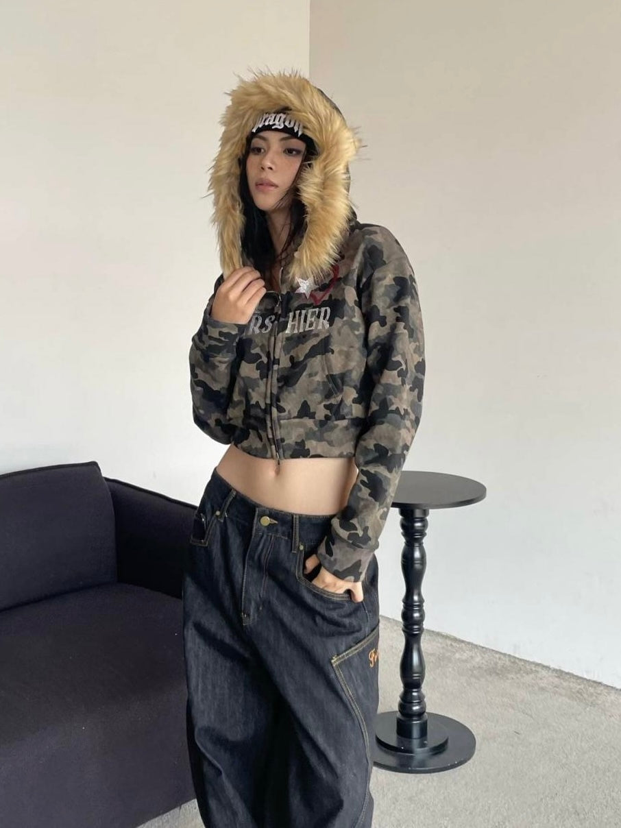 Camo Cozy Fur Jacket mry001638