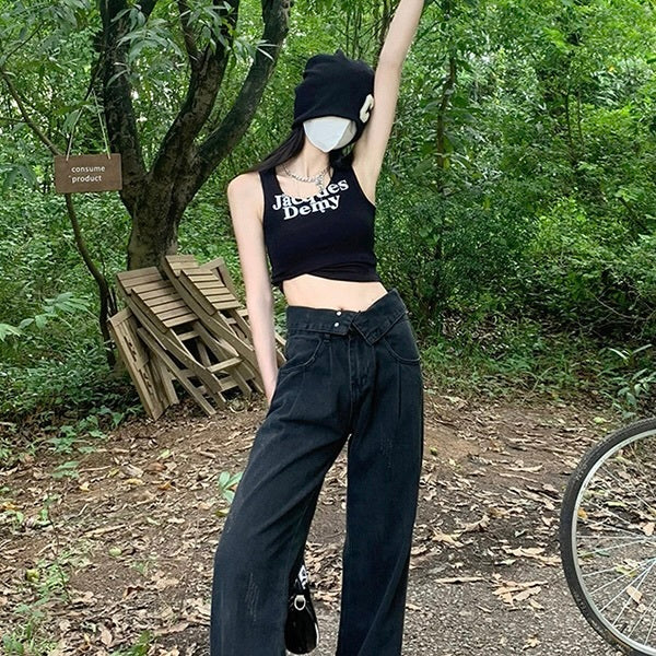 折り返し　ハイウエスト　ワイドレッグ　パンツ　mry000173