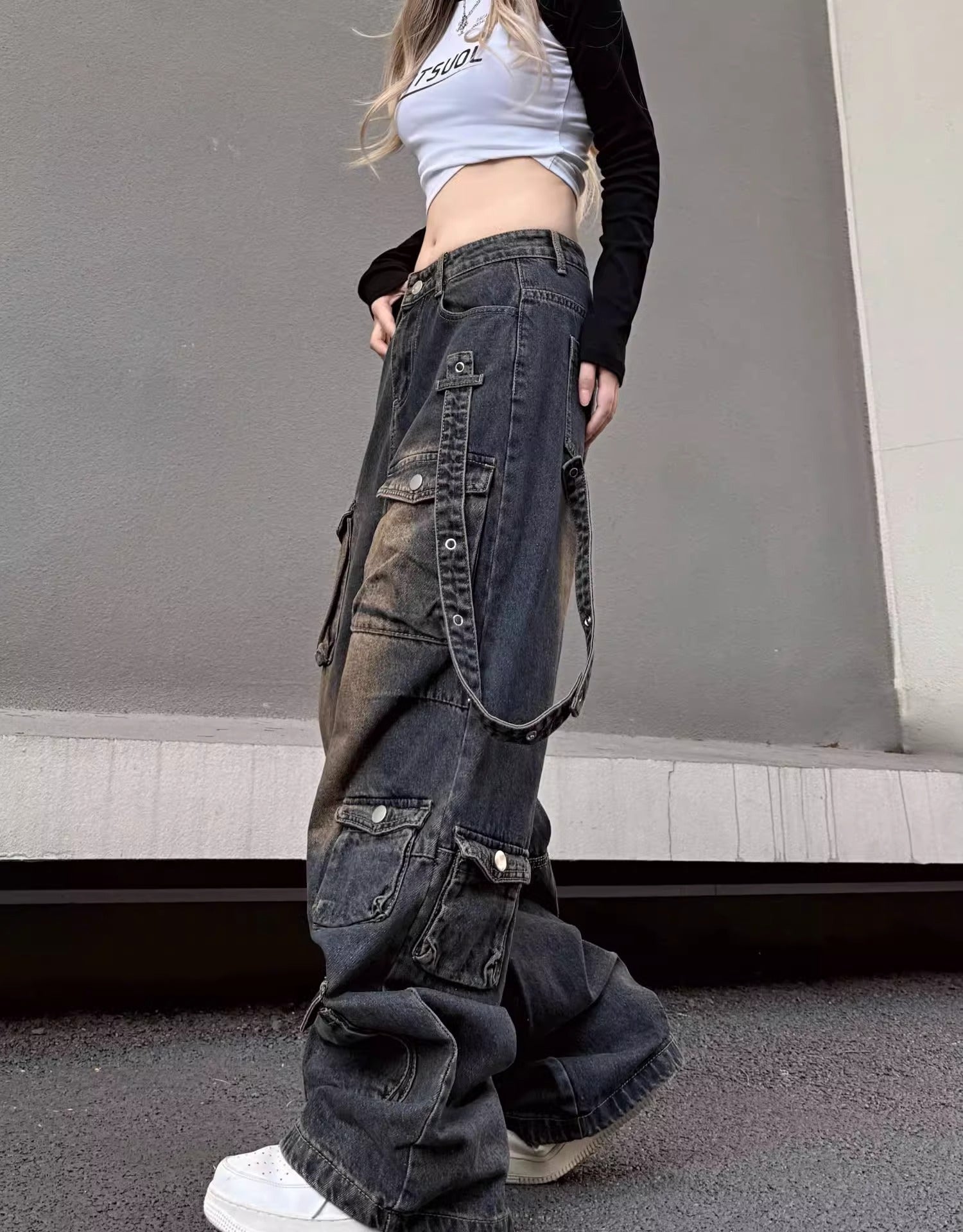 【2color/Unisex】Urban Street Wide Cargo Pants mry001608