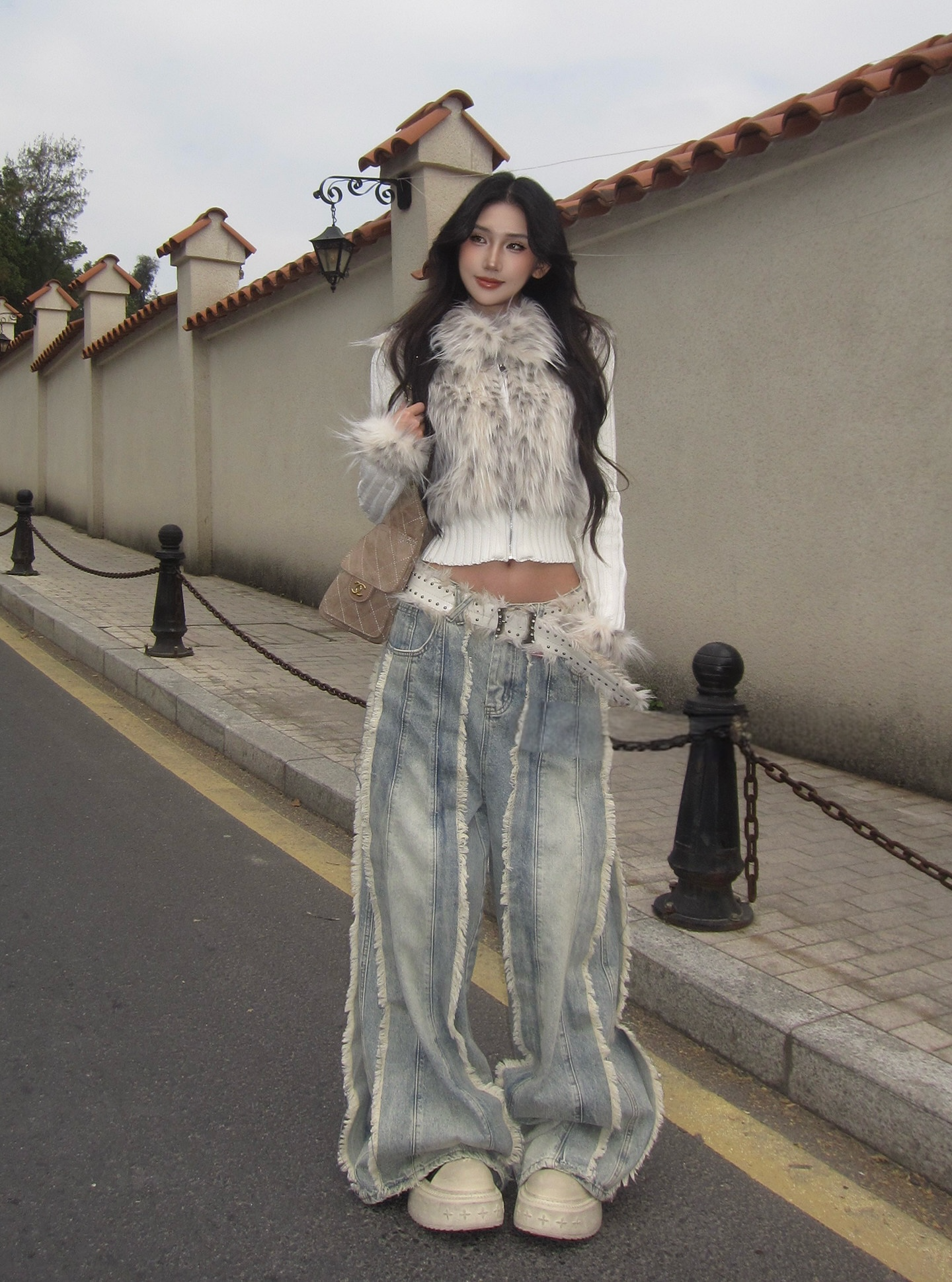 Faux Fur Panel Knit Jacket mry002108