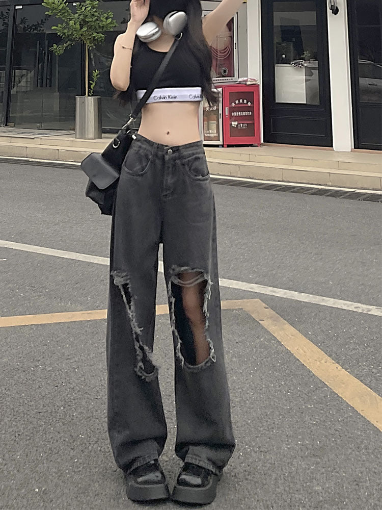 【送料無料】2023SS レトロ ストリート ワイドレッグ パンツ 韓スト ホットガール 韓国ストリート 韓国カジュアル　mry000835