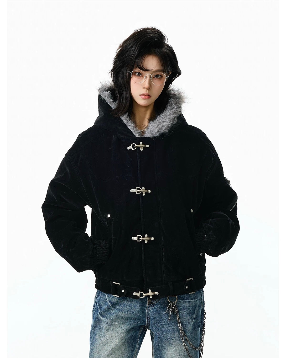 Urban Toggle Fur Hood Jacket mry001991