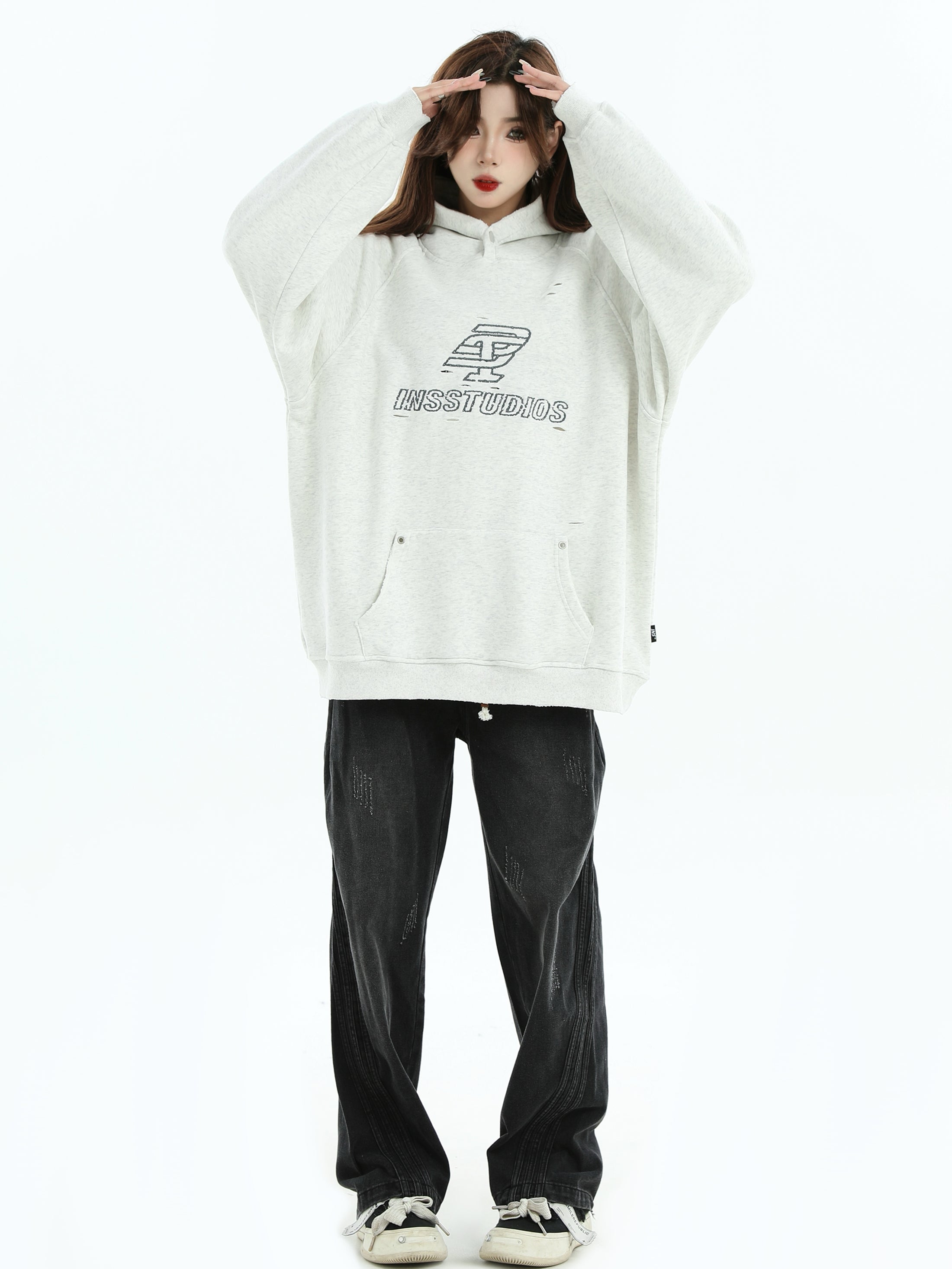 【評価★4.8以上／Tops】Washed Logo Oversized Hoodie mry001915