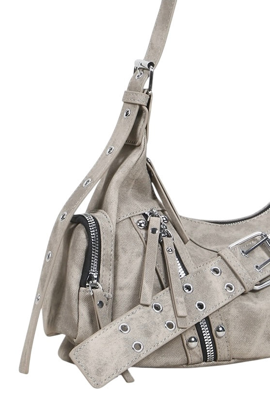Belted Zip Shoulder Bag mry002258