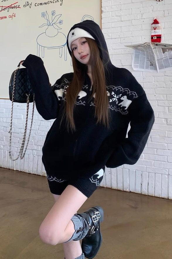 【Set-Up】Bear Knit Zip Hoodie Set-Up mry002216