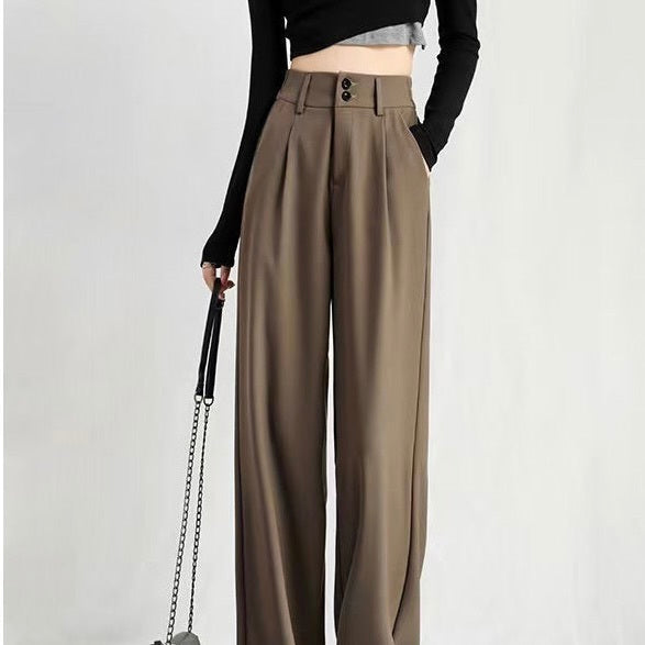 グレーストレートレッグパンツ　高品質　mry000012