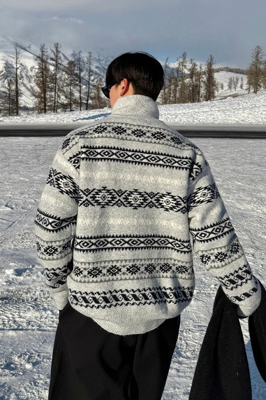 Nordic Pattern Zip Knit mry002229