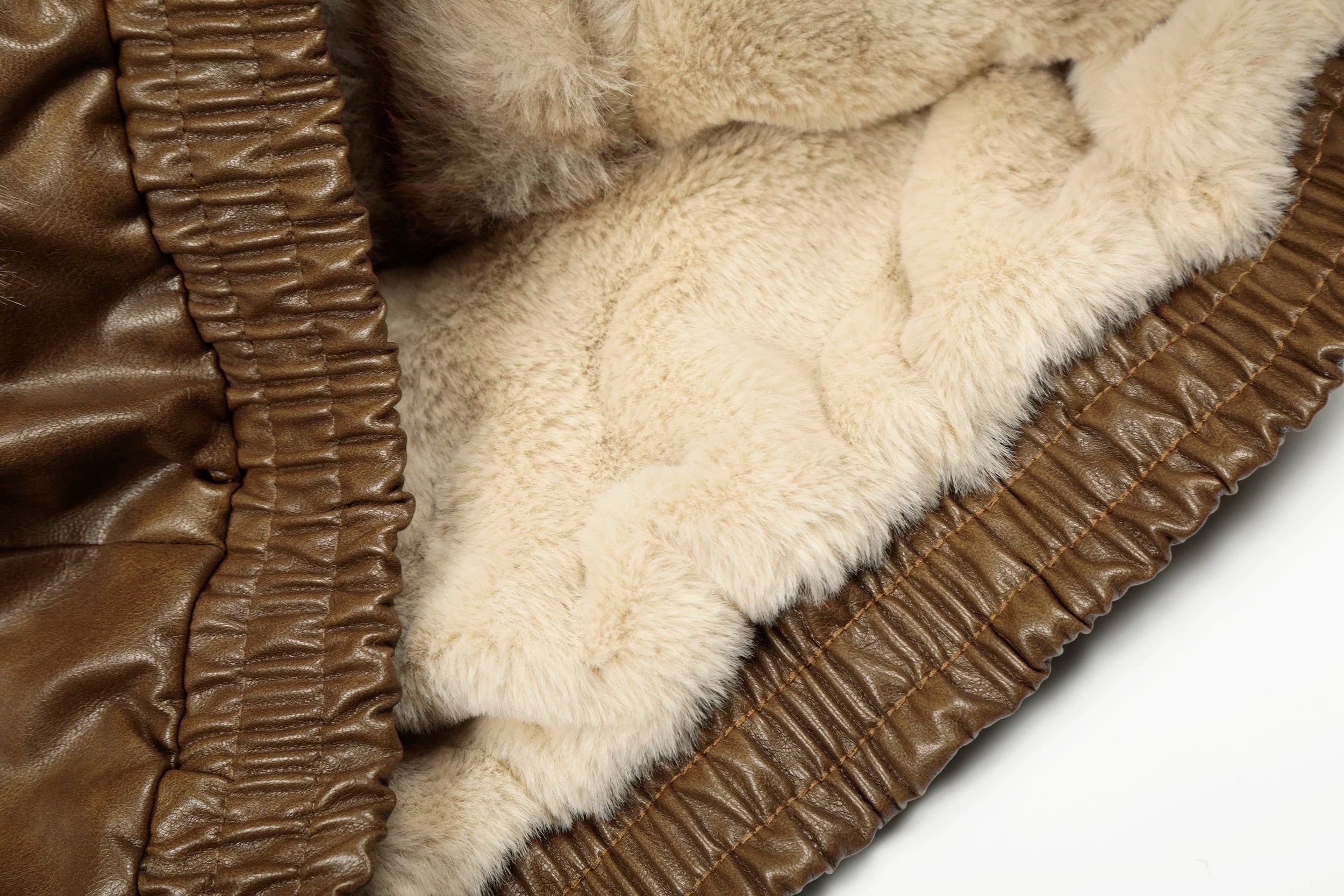 Faux Leather Fur-Trim Short Jacket mry002011