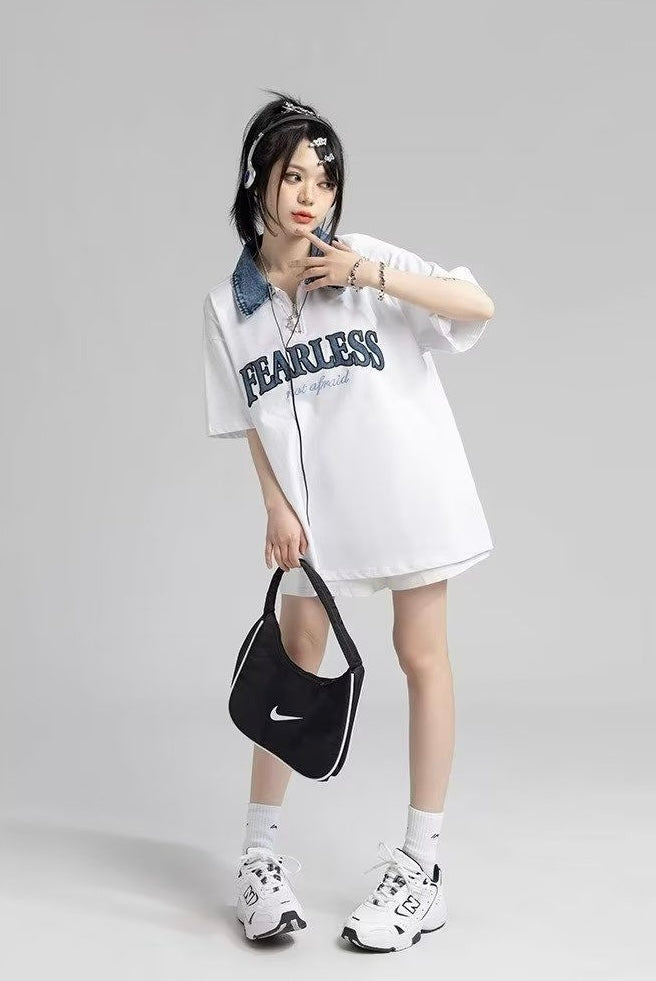 【2color】Denim Accent Oversized T-Shirt mry001704