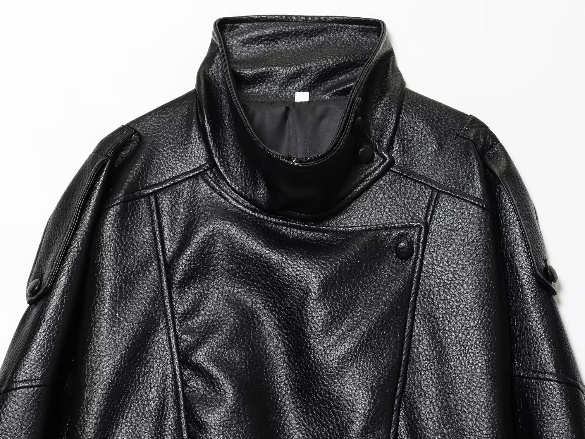 Stand Collar Leather Jacket mry002022