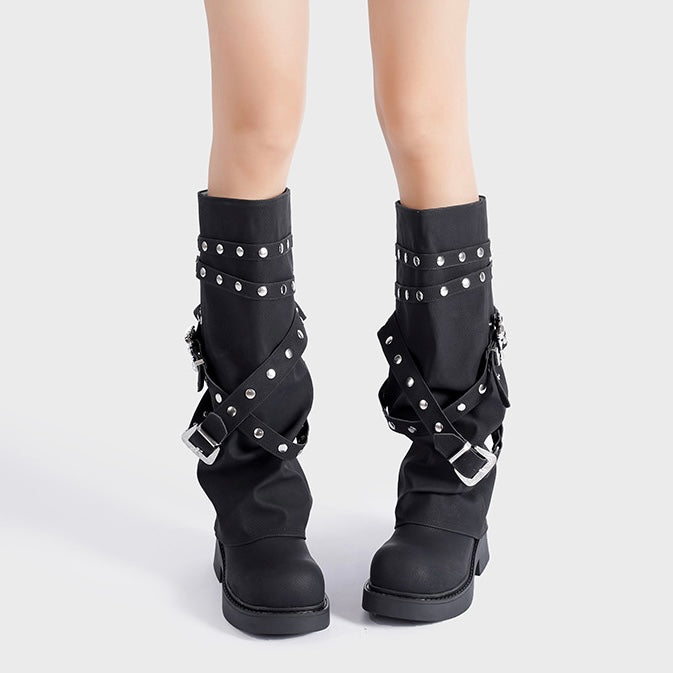 Punk Strap Studded Long Boots mry001975