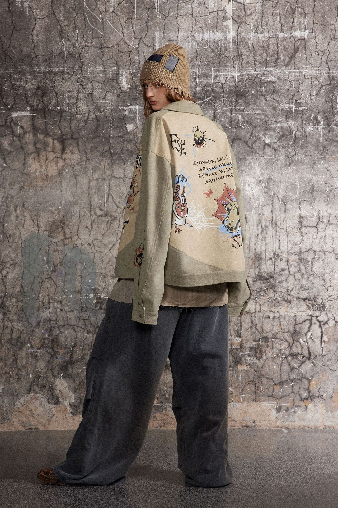 Graphic Print Zip Jacket mry001788