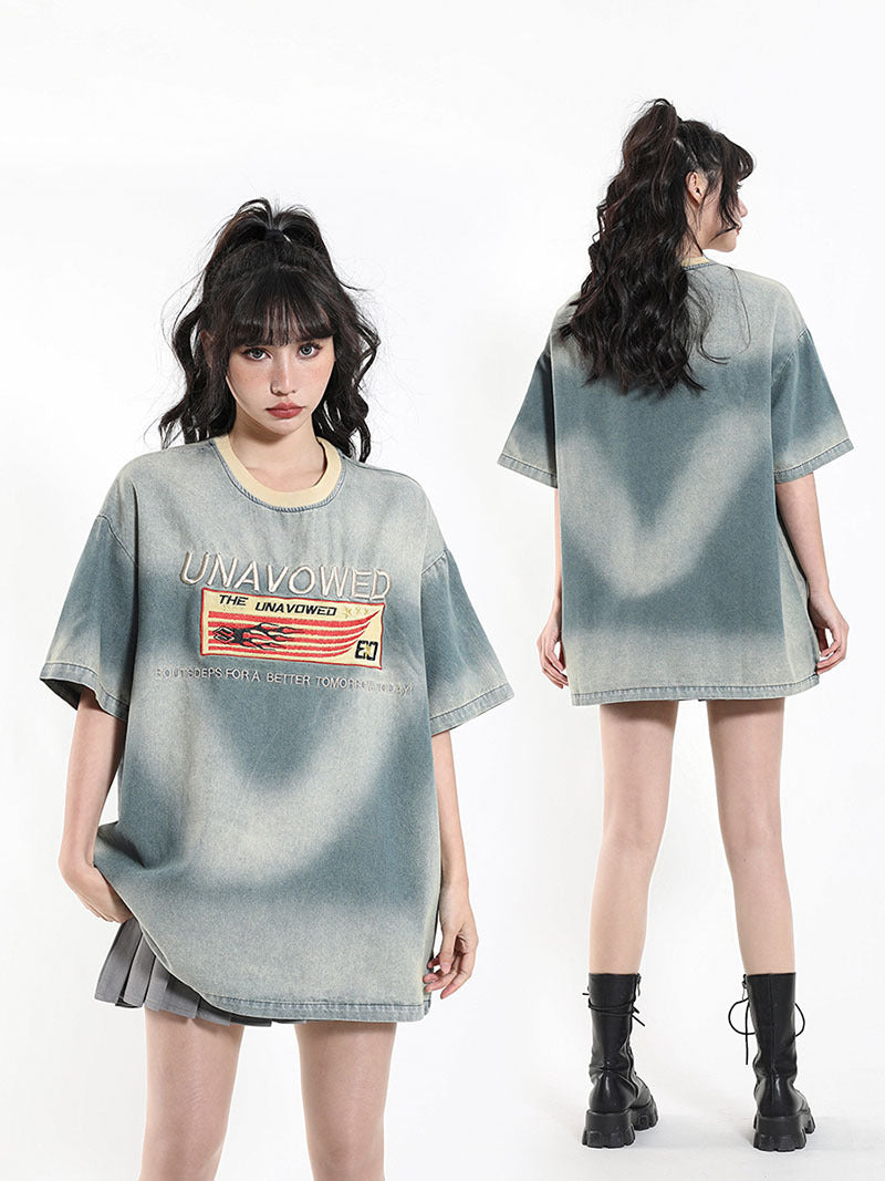 Denim Smoke Effect T-shirt mry001657
