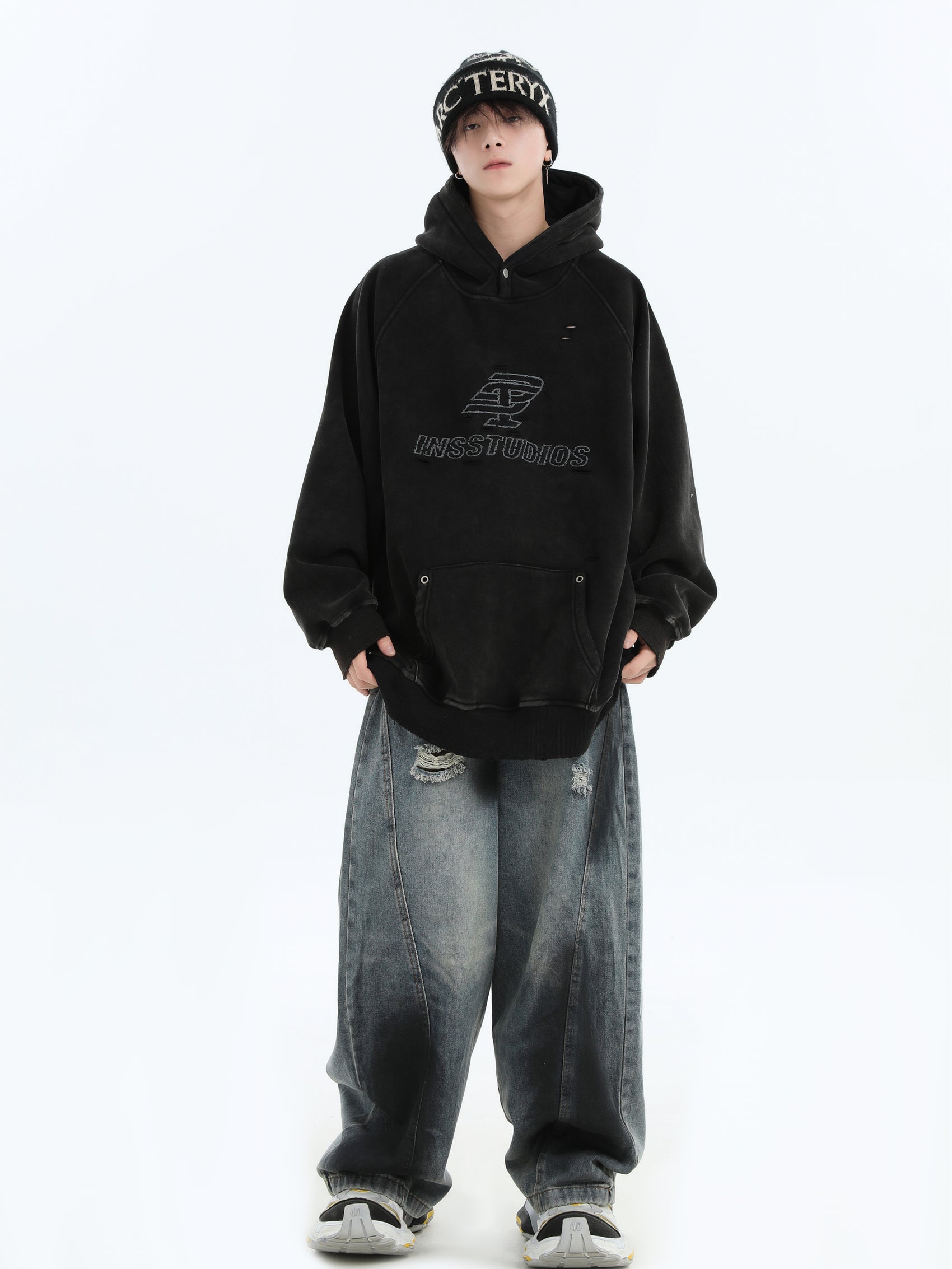 【評価★4.8以上／Tops】Washed Logo Oversized Hoodie mry001915
