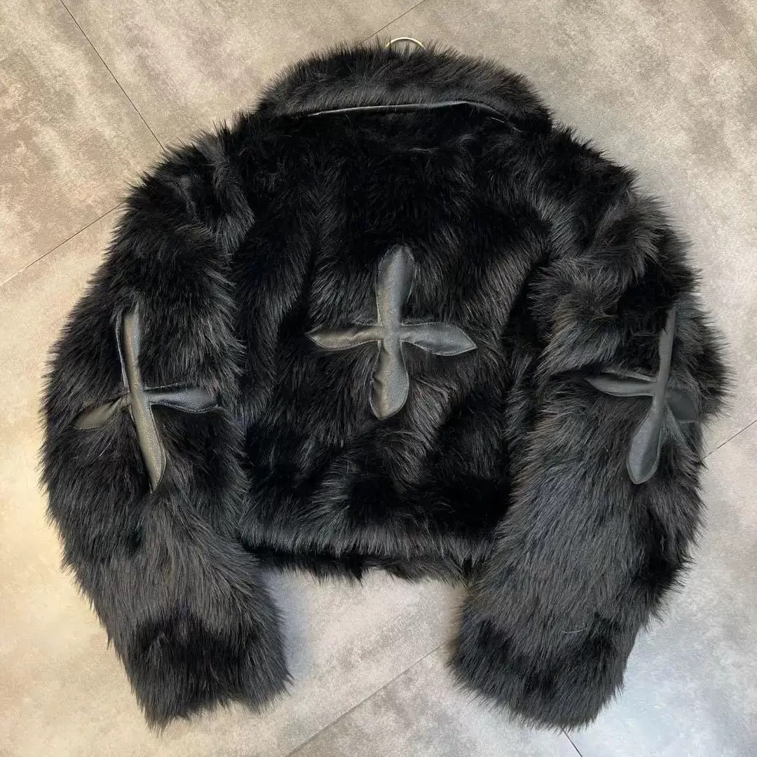 Cross Faux Fur Jacket mry002016