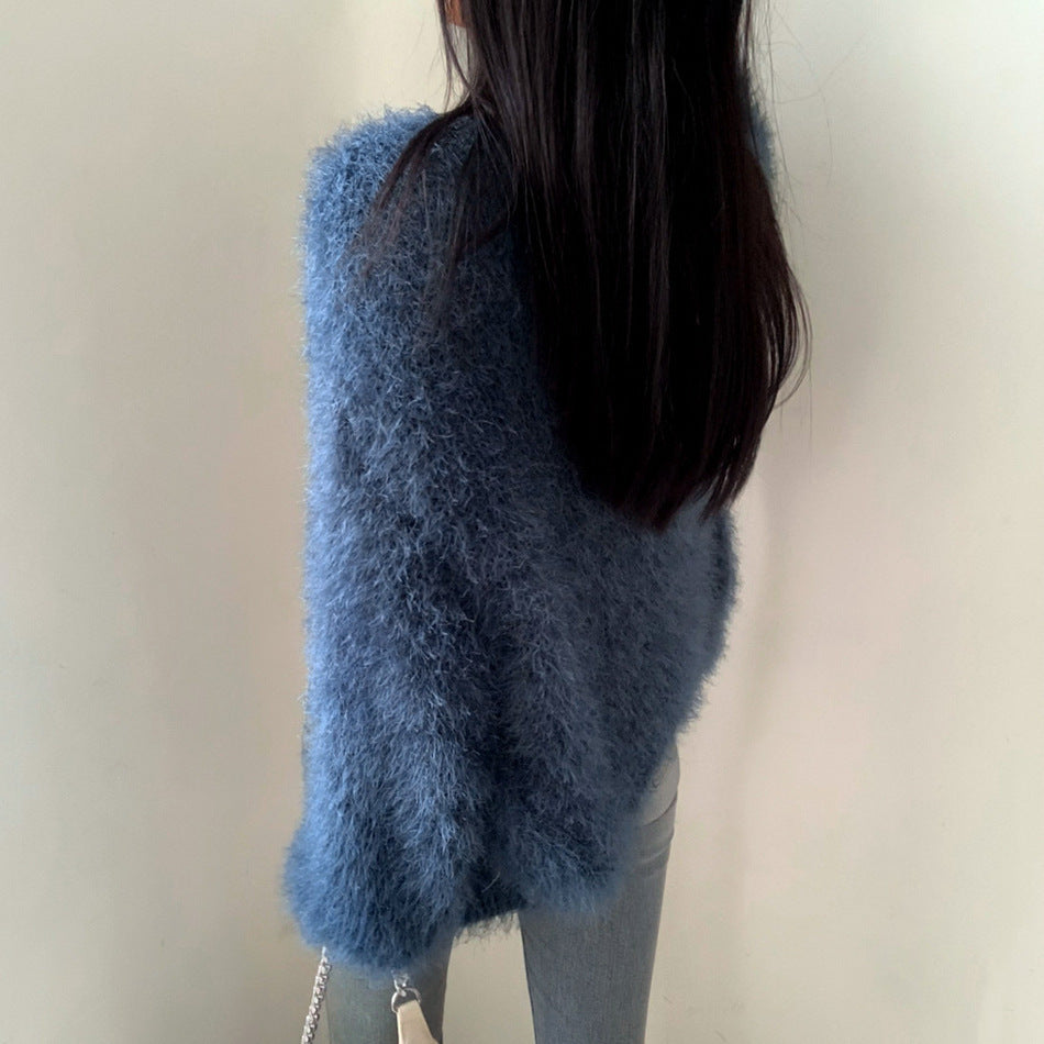 【Plaisir】3カラー展開 フェザーニットカーディガン mry001499