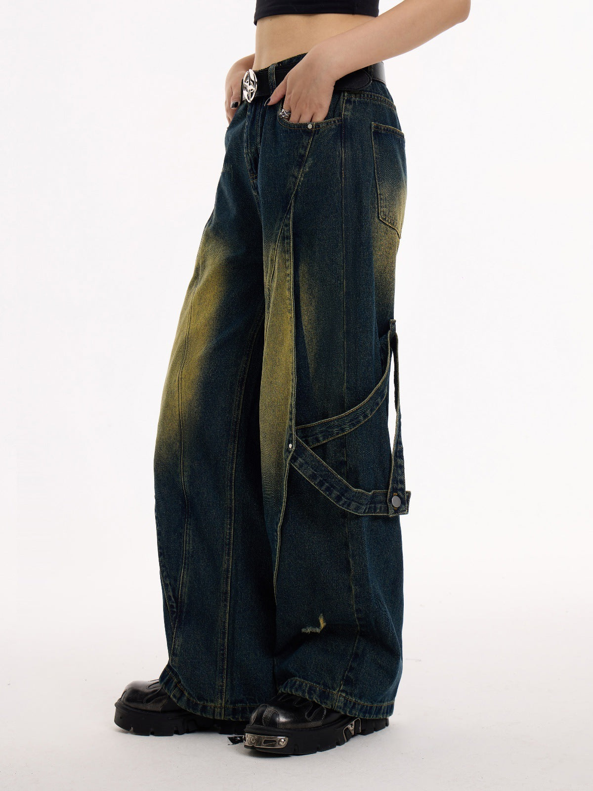 Vintage Washed Wide Denim Pants mry001611