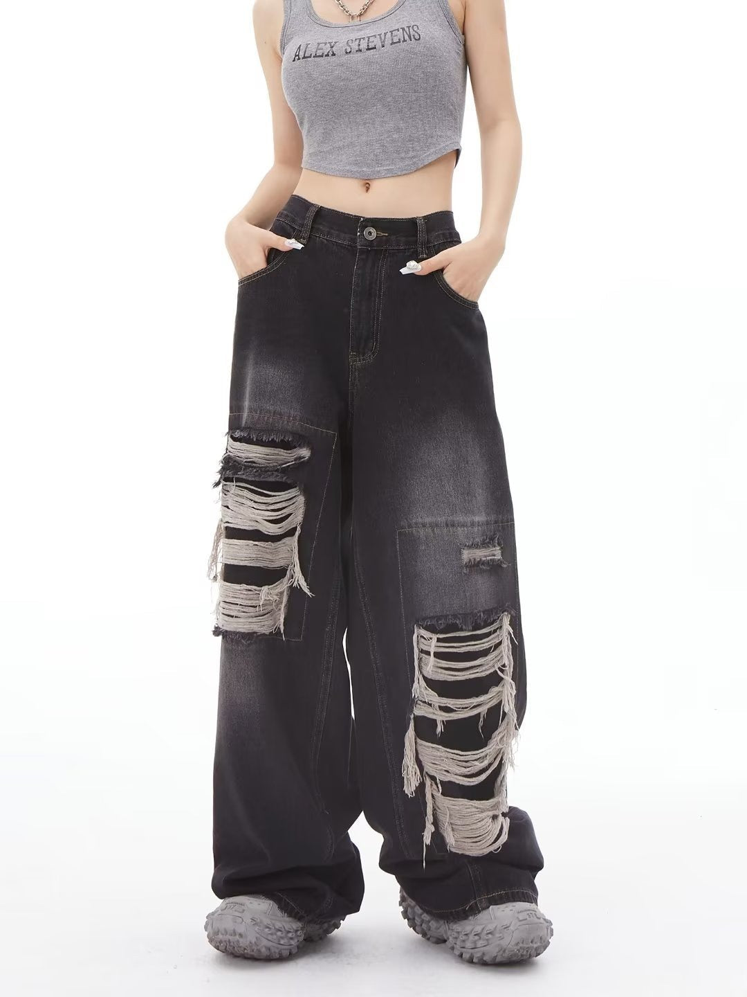 【特別価格/2color】Dameged Wide Denim Pants mry001605