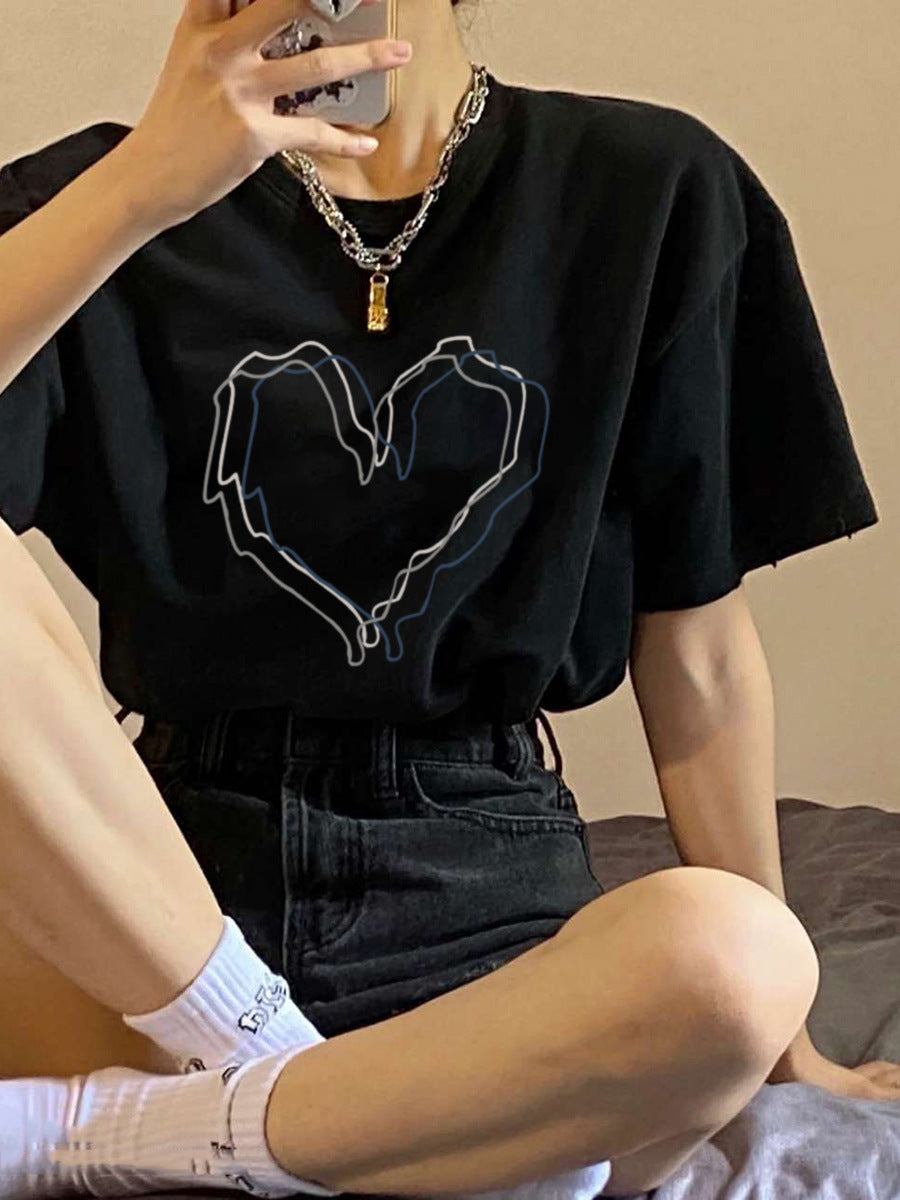 アメリカンレトロ ハートプリントTシャツsle000051