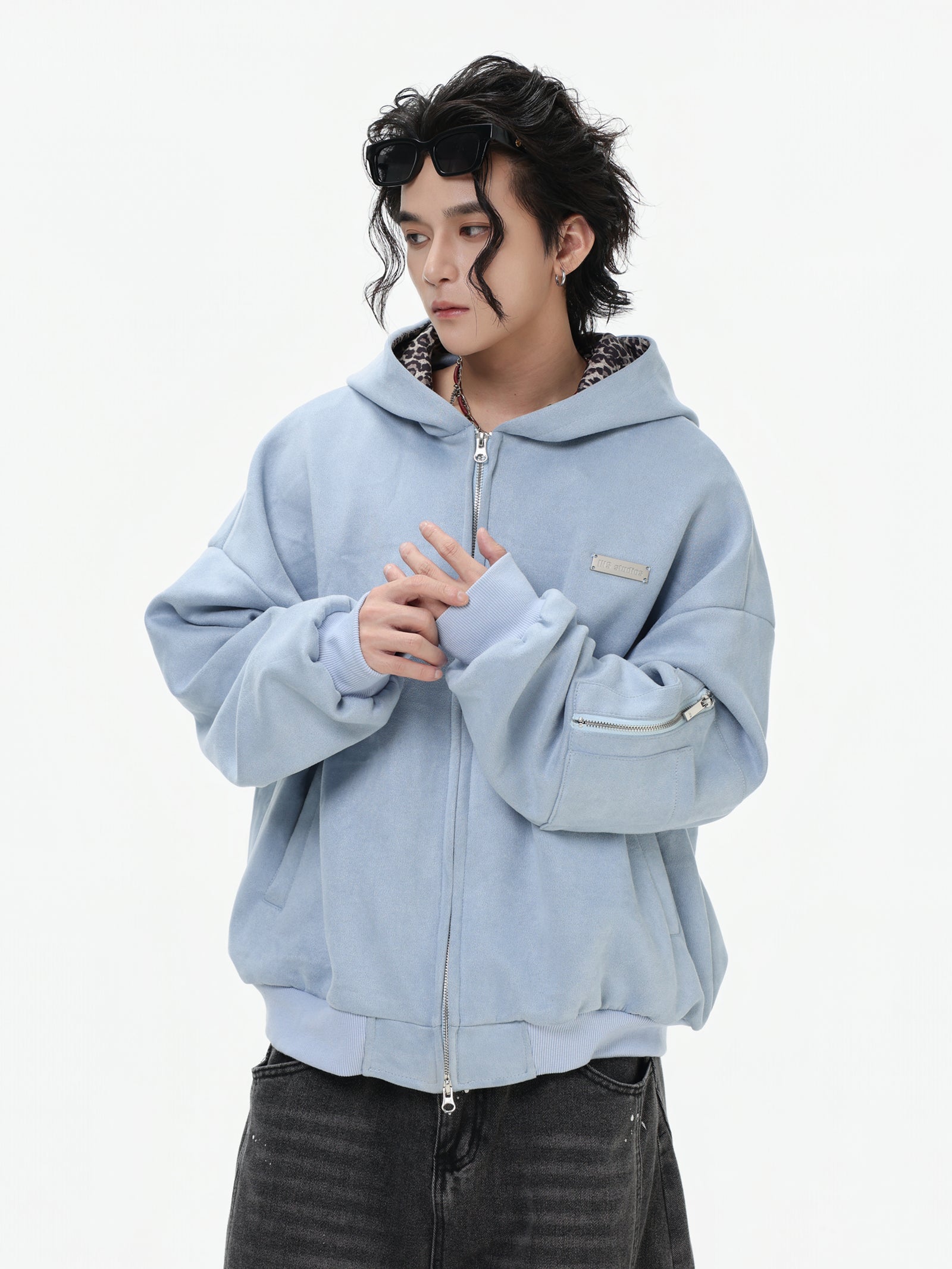 【評価★4.8以上／高品質】Leopard Lined Oversized Zip Hoodie Jacket mry001903