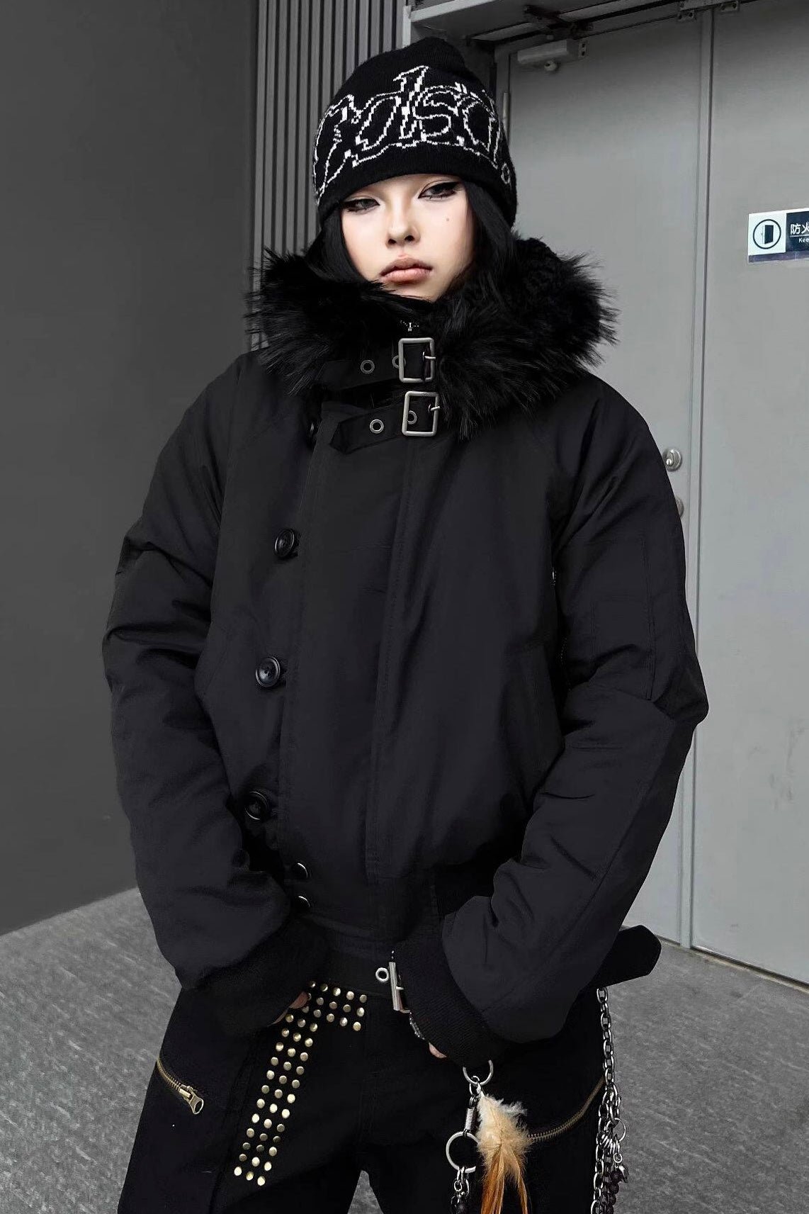 Fur Trim Hooded Puffer Jacket mry002197