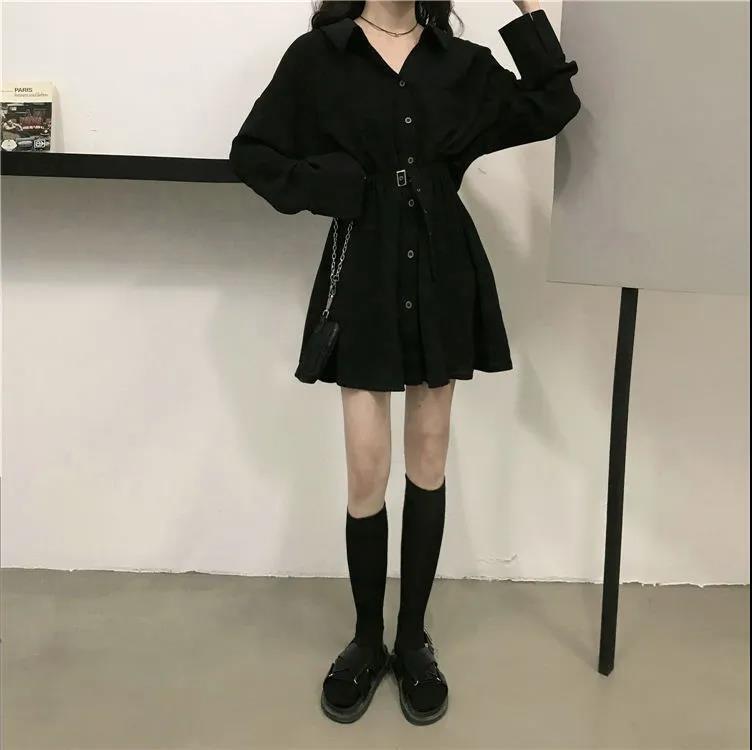 【送料無料】黒ワンピース ドレス 韓国ストリート 韓国カジュアル 韓国ガーリー モード　秋・春　mry000529