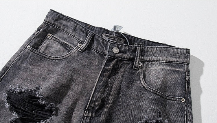 Extreme Distressed Wide-Leg Jeans mry001737