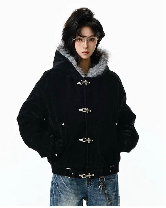 Urban Toggle Fur Hood Jacket mry001991